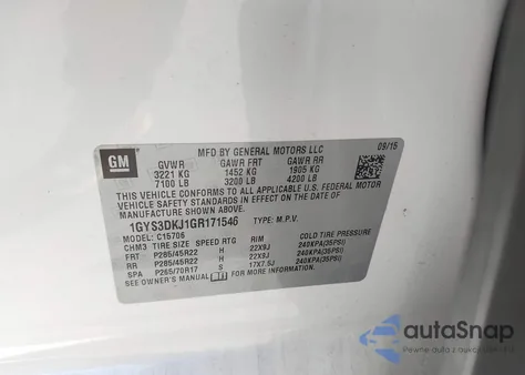 2016 Cadillac Escalade Platinum z USA, uszkodzony, nr VIN 1GYS3DKJ1GR171546